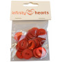 Guzik akrylowy Infinity Hearts czerwony 19 mm - 20 szt.