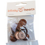Guzik akrylowy Infinity Hearts brązowy 19 mm - 20 szt.