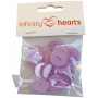 Guzik akrylowy Infinity Hearts fioletowy 19 mm - 20 szt.