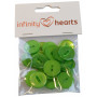 Przycisk akrylowy Infinity Hearts zielony 19 mm - 20 szt.