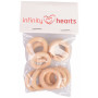 Pierścienie drewniane Infinity Hearts / Pierścienie kurtynowe drewniane okrągłe 30 mm - 10 szt.