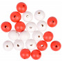 Drewniane koraliki Infinity Hearts/Pull Beads Drewniane okrągłe czerwone/białe 20 mm - 20 szt.