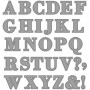 Szablon do cięcia, alfabet, rozmiar 2x1,5-2,5 cm, 1 szt.