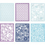 Kartonik koronkowy w bloku, niebieski, jasnoniebieski, ciemnoniebieski, fioletowy, A6, 104x146 mm, 200 g, 24 szt./ 1 opak.