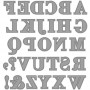 Szablon do cięcia, alfabet, rozmiar 2x1,5-2,5 cm, 1 szt.