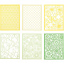 Kartonik koronkowy w bloku, zielony, jasnozielony, żółty, jasnożółty, A6, 104x146 mm, 200 g, 24 szt./ 1 opak.
