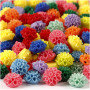 Koraliki w kształcie kwiatków, dupa. kolory, rozmiar 15x8 mm, rozmiar otworu 1,5 mm, 10x25 szt./ 1 pk., 300 ml