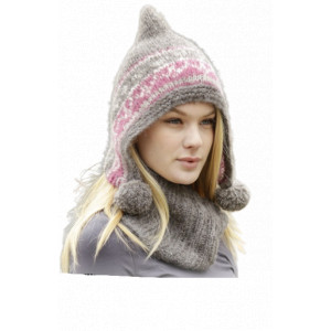 Sweet Winter Hat by DROPS Design - Dziergana Czapka + Szalik ze Wzorem Nordyckim Rozmiar S - XL