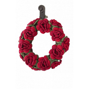 Christmas in Bloom by DROPS Design - Wieniec Świąteczny z Kwiatami Wzór na Szydełko 22 cm