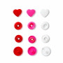 Prym Love Color Snaps Plastic Heart 12,4mm Ass. Czerwony/Różowy/Biały - 30 szt.