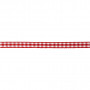 Wstążka w kratkę, czerwono-biała, szer: 6 mm, 50 m/ 1 rl.
