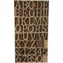 Litery, cyfry i symbole z drewna, wys: 8 cm, grubość 1,5 cm, 240 szt./ 1 pk.