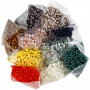 Plastikowe koraliki, ass. kolory, średnica. 6 mm, wielkość otworu 1,5 mm, 8x40 g/ 1 pk.