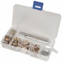 Przyciski Infinity Hearts w plastikowym pudełku z narzędziem Metal Shiny Silver 12,5mm - 120 szt.