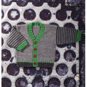 Mayflower Babytrøje med V-hals - Bluse Strikkeopskrift str. 0/1 mdr - 4 år