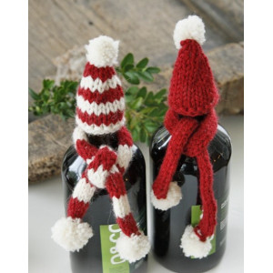North Pole Pals by DROPS Design - świąteczna ozdoba, czapka i szalik dla butelki Zestaw do dziergania