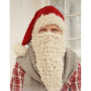 Mr. Kringle by DROPS Design - Santa hat, scarf and beard knitting pattern size. S/M - M/L