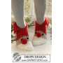 Christmas Slippers by DROPS Design - Świąteczne Bambosze Wzór na Szydełko Rozmiar 22 - 44
