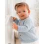 Niebieski kardigan Dream by DROPS Design - Kaftanik niemowlęcy wzór na drutach rozmiar 0/1 miesiąc - 3/4 lata