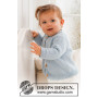 Niebieski kardigan Dream by DROPS Design - Kaftanik niemowlęcy wzór na drutach rozmiar 0/1 miesiąc - 3/4 lata