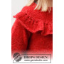 Czerwony Hibiscus by DROPS Design - Bluzka wzór na drutach rozmiar 3-14 lat