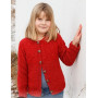 Czerwona kurtka z hibiskusem od DROPS Design - wzór na kardigan w rozmiarze 3-14 lat