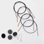 KnitPro Drut / kabel do wymiennych okrągłych igieł dziewiarskich 20 cm (staje się 40 cm wraz z igłami) Czarny ze złotym złączem